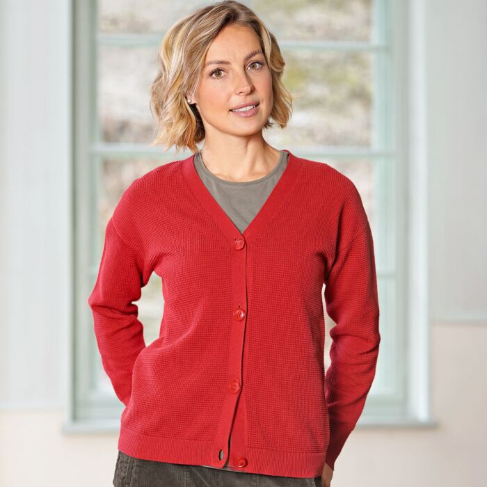 Jaquette boutonnée en tricot, de coupe droite