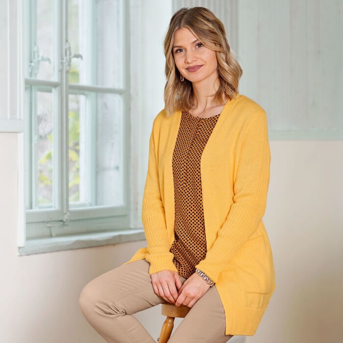 Cardigan long à effet côtelé