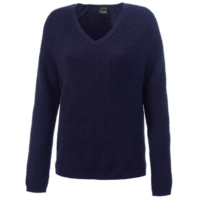 Image of Artime Lockerer V-Neck Pullover mit Struktur, marine bei Lehner Versand Schweiz