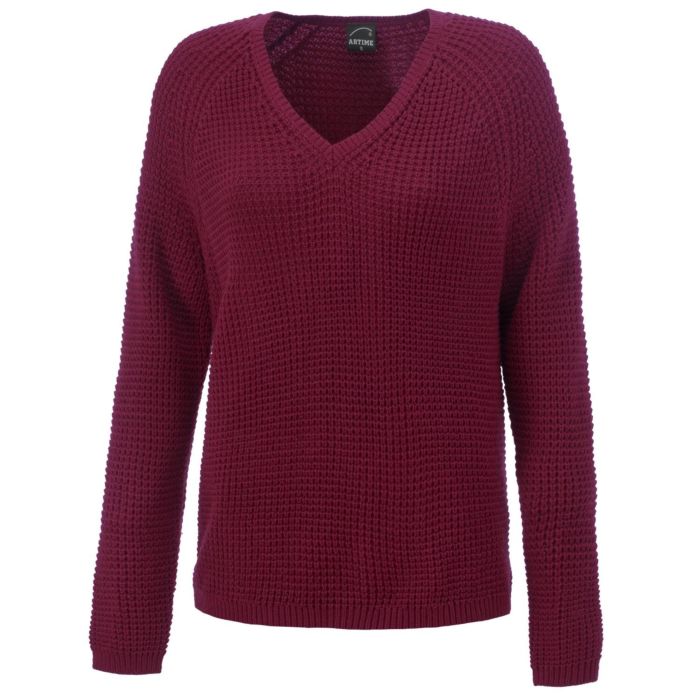 Image of Artime Lockerer V-Neck Pullover mit Struktur, rubin bei Lehner Versand Schweiz