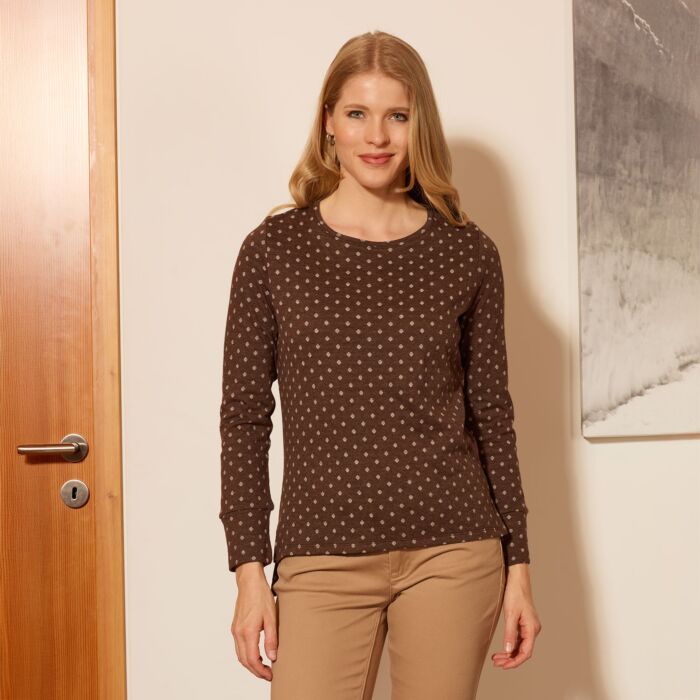 Rundhals-Sweatshirt im Micro-Tupfen-Dessin