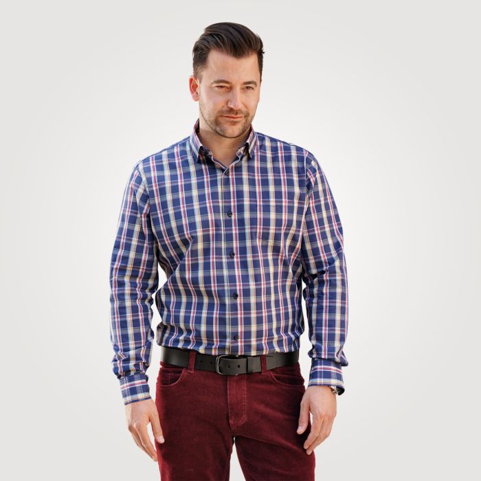 Image of Artime Kariertes bügelfreies Hemd, dunkelblau, 37/38 bei Lehner Versand Schweiz