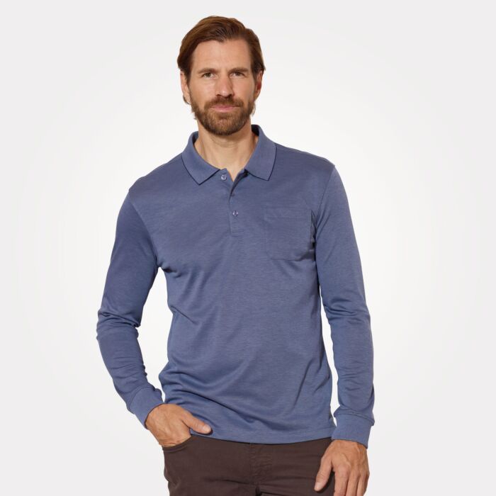 Polo boutonné à manches longues pour hommes
