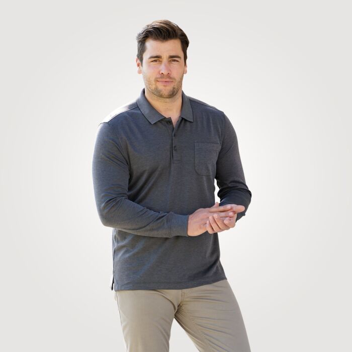 Polo boutonné à manches longues pour hommes