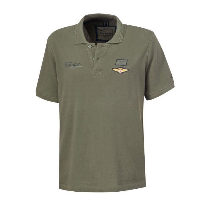Image of Artime Kurzarm Poloshirt mit Aufnäher, olive bei Lehner Versand Schweiz