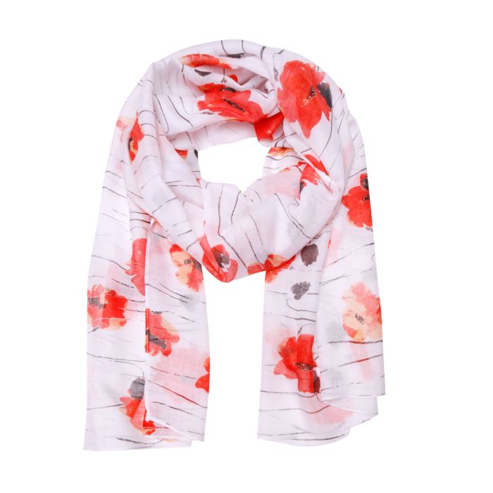 Image of Schal mit Mohnblumen-Druck, rot bei Lehner Versand Schweiz