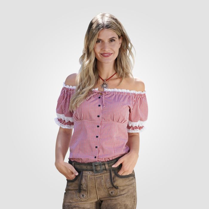 Image of Artime Damen Trachtenbluse kariert, rot bei Lehner Versand Schweiz