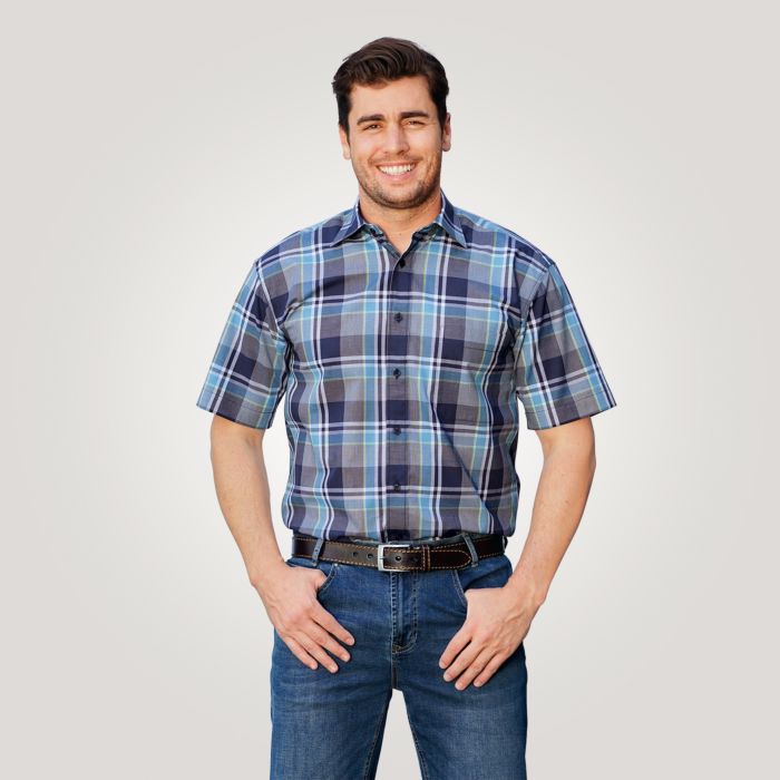 Image of Explorer Kariertes Kurzarmhemd marine-kiwi, marine-hellgrün, 37/38 bei Lehner Versand Schweiz