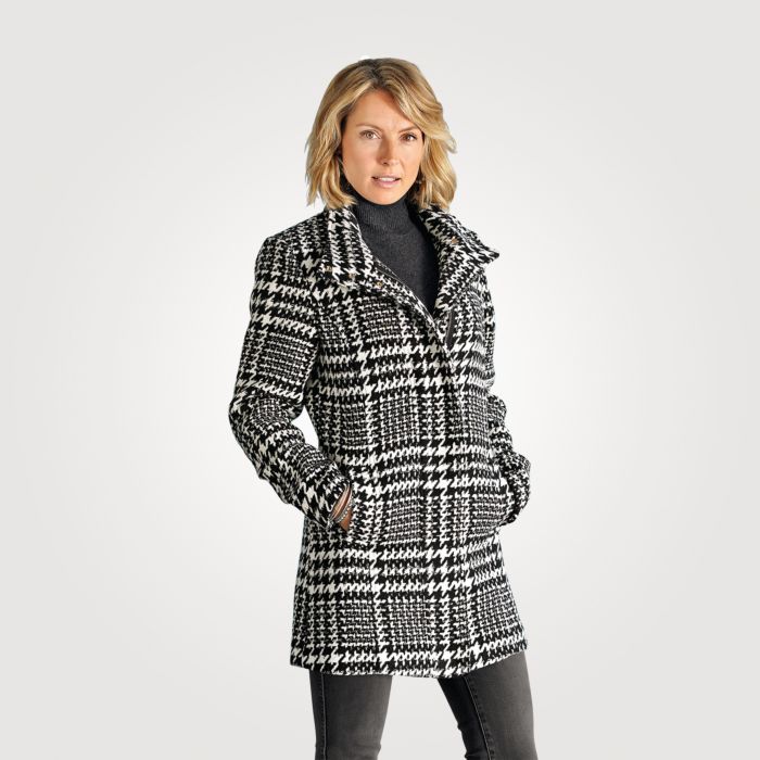 Image of Artime Karierter Mantel mit Stehkragen, schwarz, 42 bei Lehner Versand Schweiz