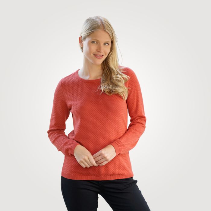 Image of Artime Pullover in Waffeloptik, orangerot, XL bei Lehner Versand Schweiz