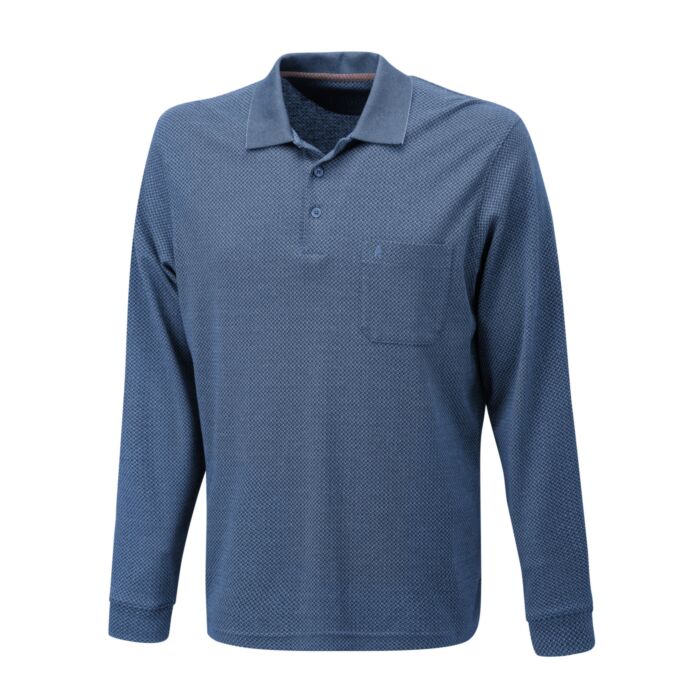 Ragman Herren Polo langarm Jacquard