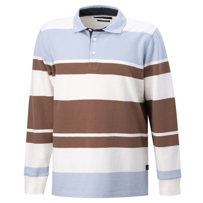 Gestreiftes langarm Poloshirt geknöpft