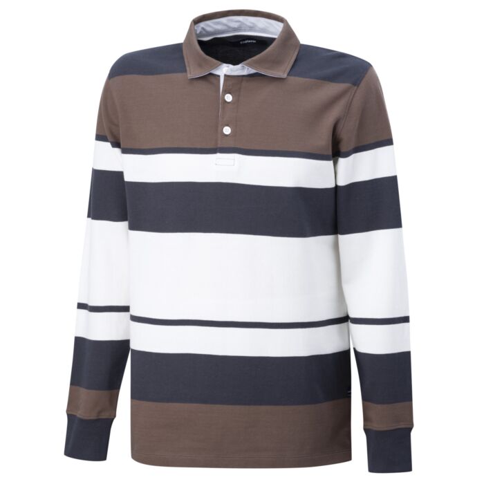 Gestreiftes langarm Poloshirt geknöpft