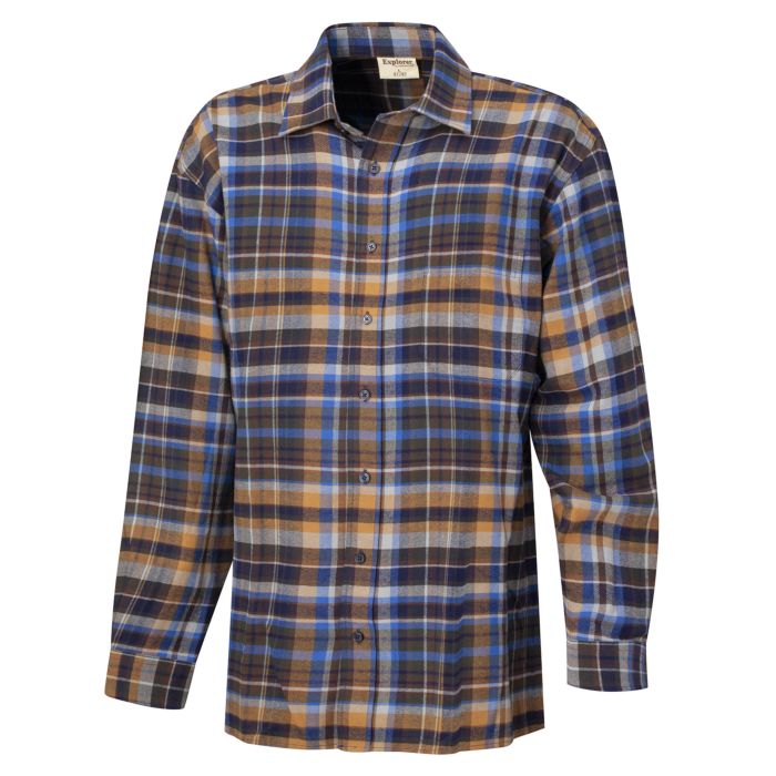 Image of Explorer Flanellhemd blau-orange kariert, 51/52 (5Xl) bei Lehner Versand Schweiz