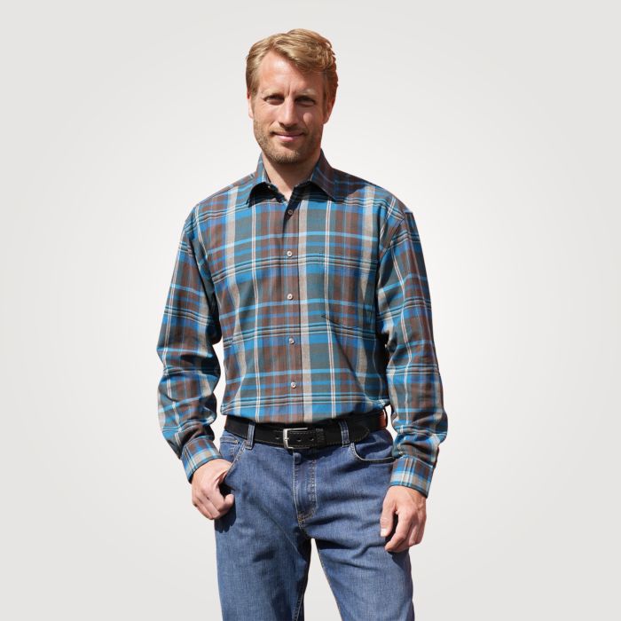 Image of Explorer Flanellhemd petrol kariert, 37/38 (S) bei Lehner Versand Schweiz