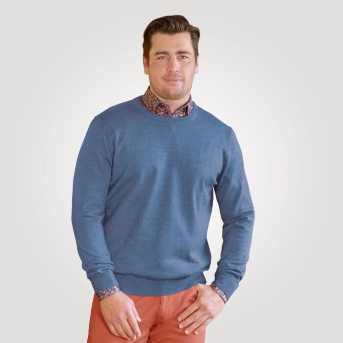 Rundhals-Pullover mit Merinowolle für Herren günstig ⋆ Lehner Versand