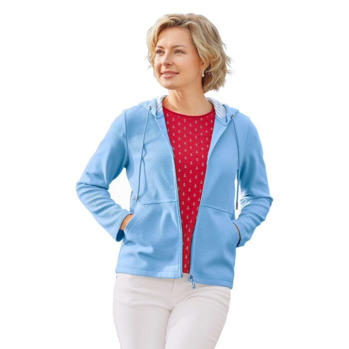 Sweatjacke mit Querrippen-Struktur