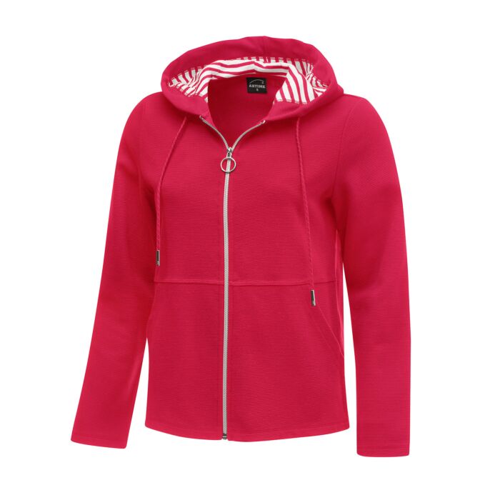 Artime Veste sweat avec structure à côtes transversales , rouge