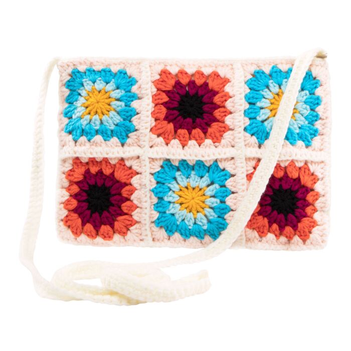 Sac à bandoulière fleuri au crochet main product photo