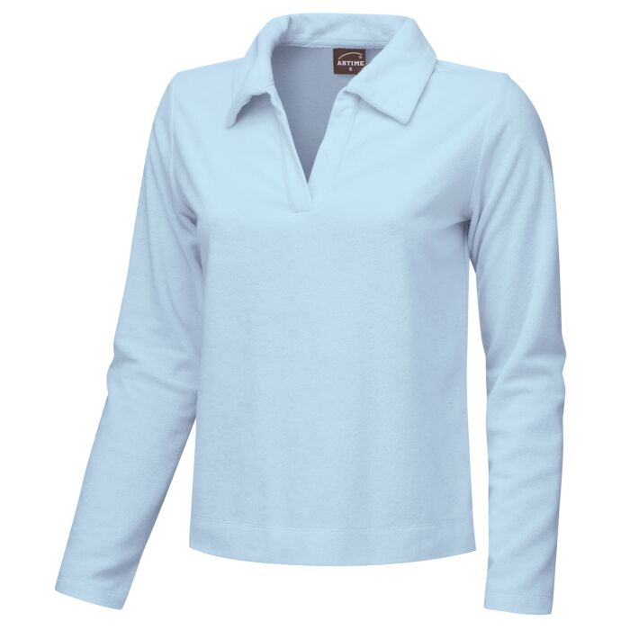 Frottee Poloshirt Damen langarm main product photo