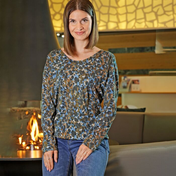 Langarmshirt Damen Allover-Print mit Modal