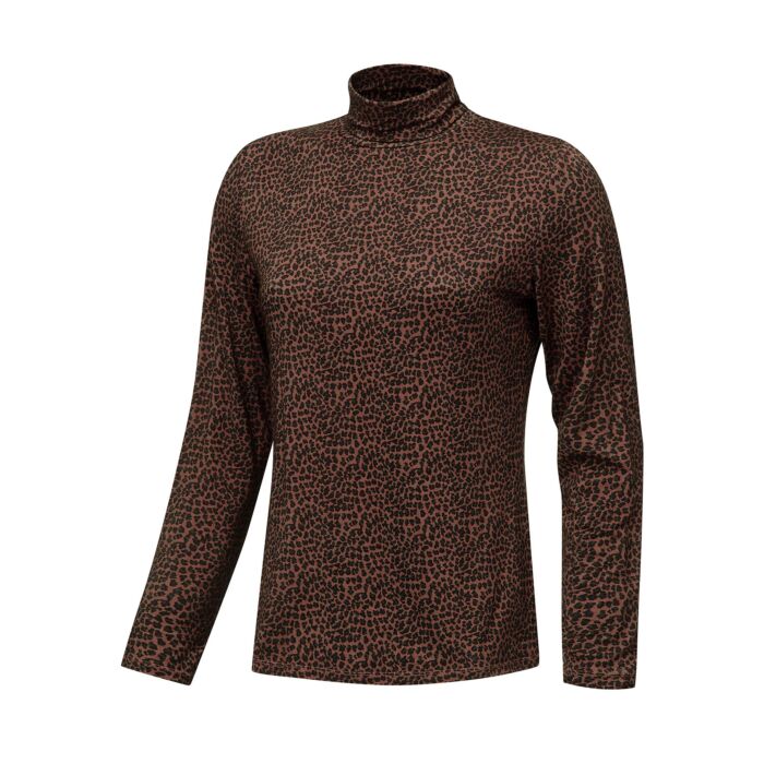 Stretch Rollkragenshirt Damen Animal-Print