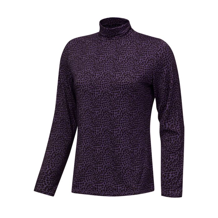 Stretch Rollkragenshirt Damen Animal-Print