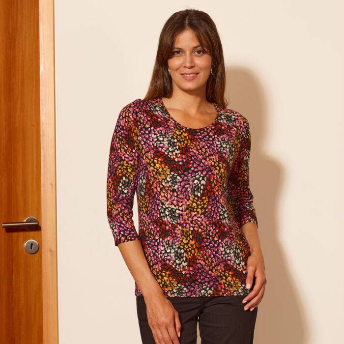 Shirt dames imprimé à manches 3/4, avec viscose