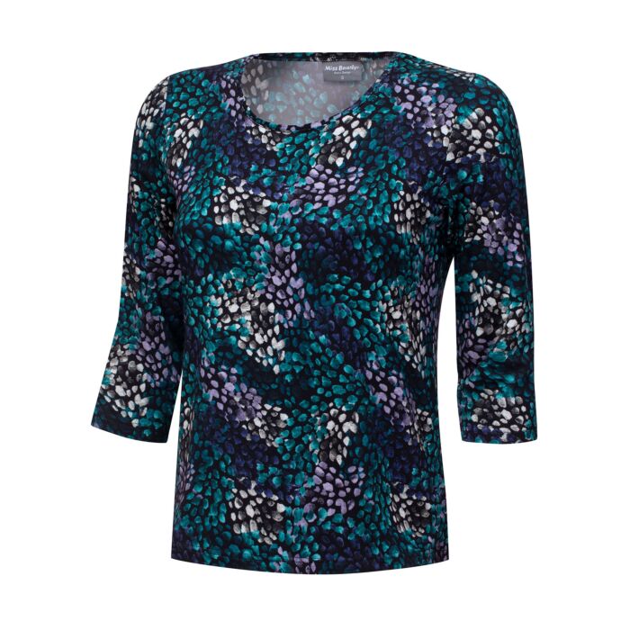 Damen 3/4 Shirt bedruckt mit Viscose-Anteil