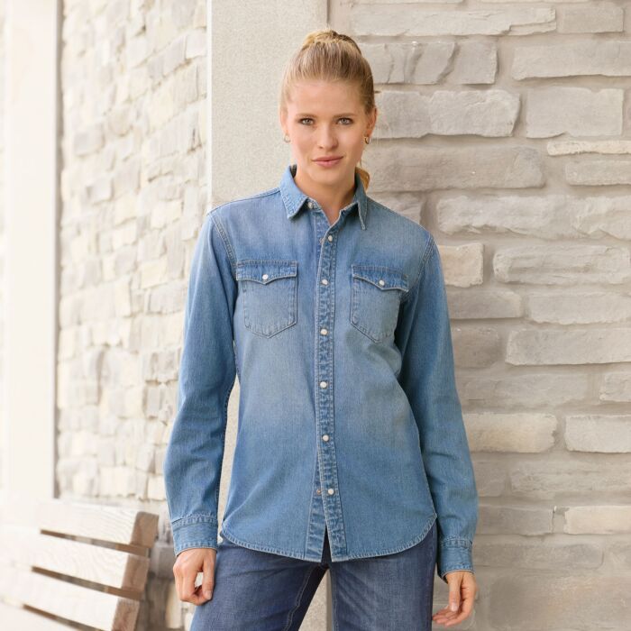 Denim Shirt für Damen blue bleached