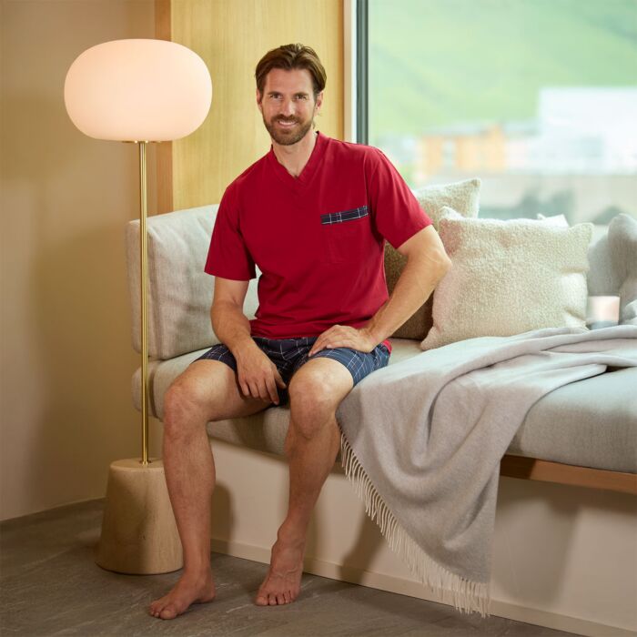Herren Kurzarmpyjama aus Baumwolle
