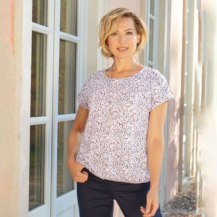 T-shirt confortable à imprimé floral pour dames
