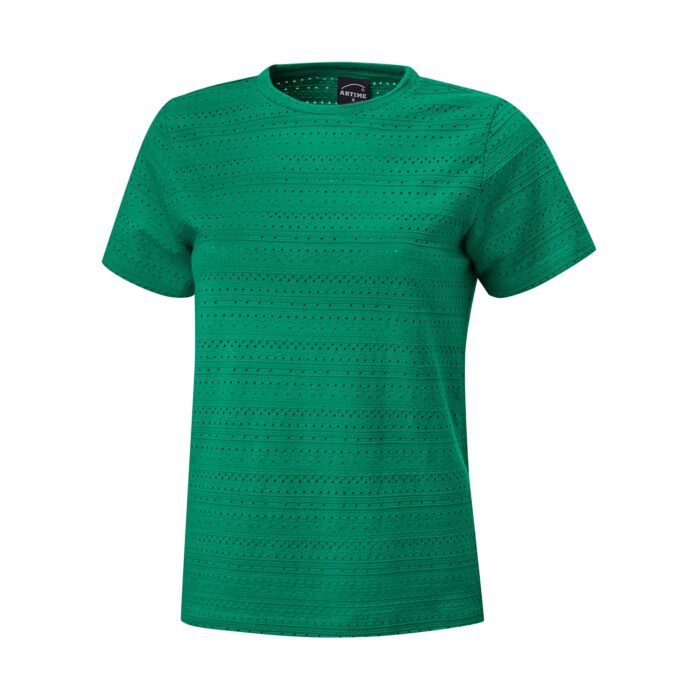 T-shirt estival à encolure arrondie et motif ajouré