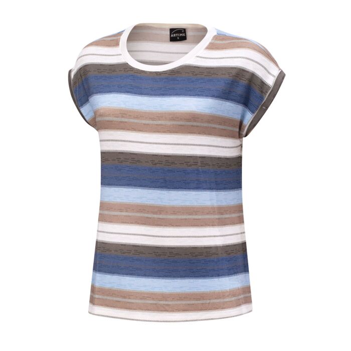 Gestreiftes T-Shirt mit Rundhalsausschnitt für Damen blau