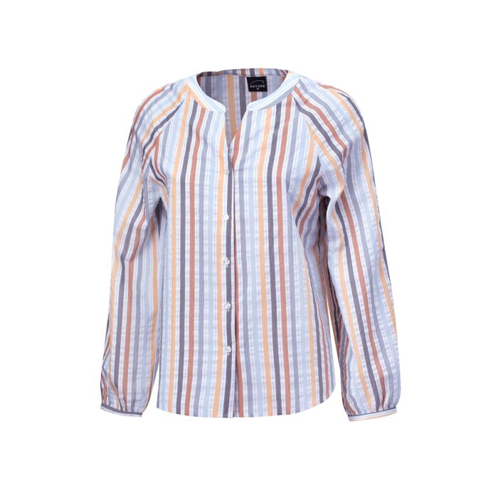 Lockere gestreifte Bluse mit Knopfleiste gelb