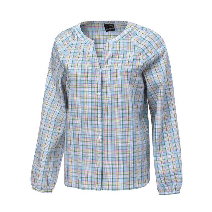 Karierte Damen-Bluse von Artime in Blau-Grün