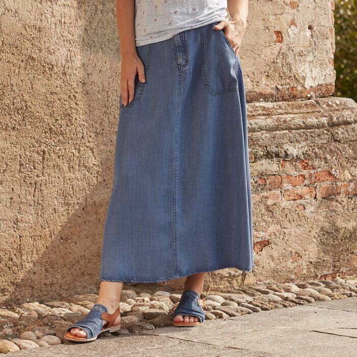 Jupe midi fluide plissée blue bleached Lolaliza | La Redoute