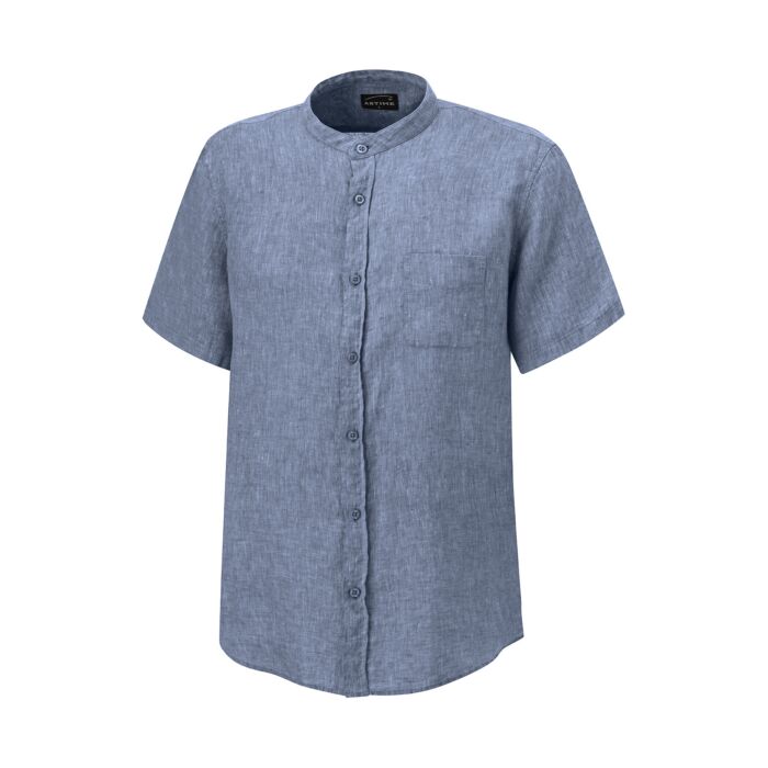 Chemise en lin à manches courtes et poche de poitrine