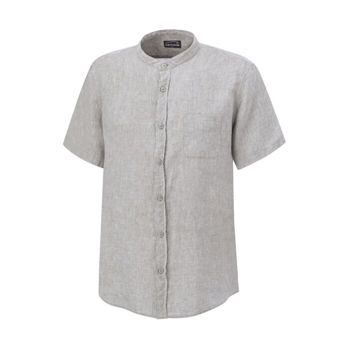 Chemise en lin à manches courtes et poche de poitrine