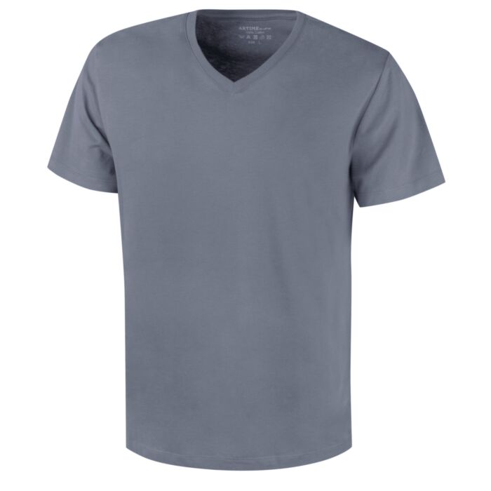 T-shirt basique à encolure en V pour hommes, certifié GOTS