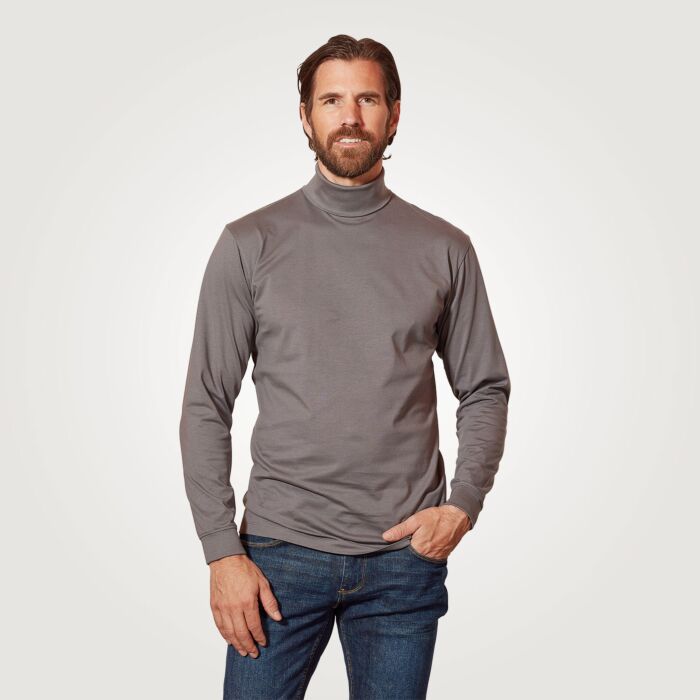 Shirt à col roulé basique pour hommes, certifié GOTS