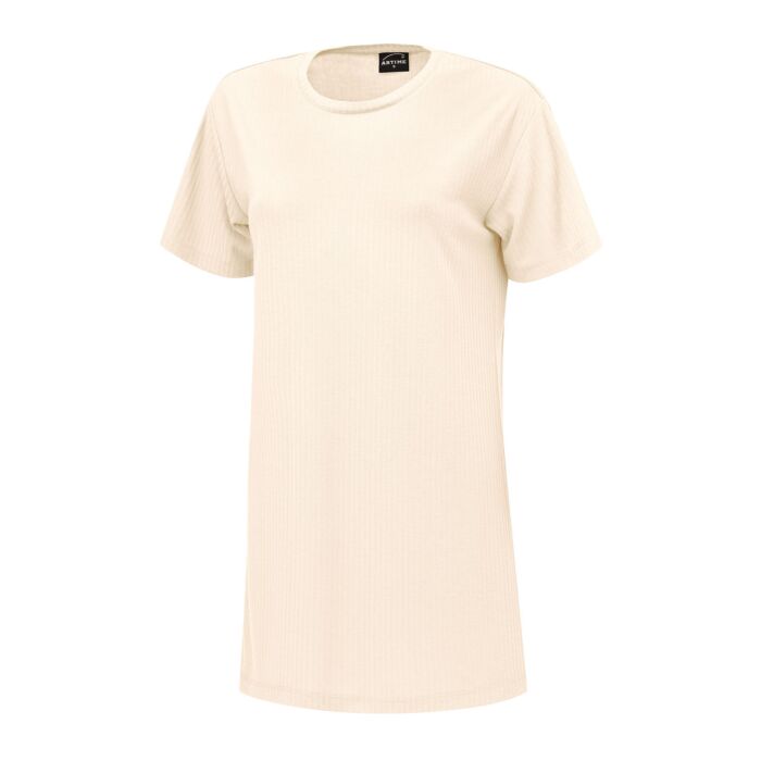 Bequemes T-Shirt mit Rundhalsausschnitt und Rippmuster