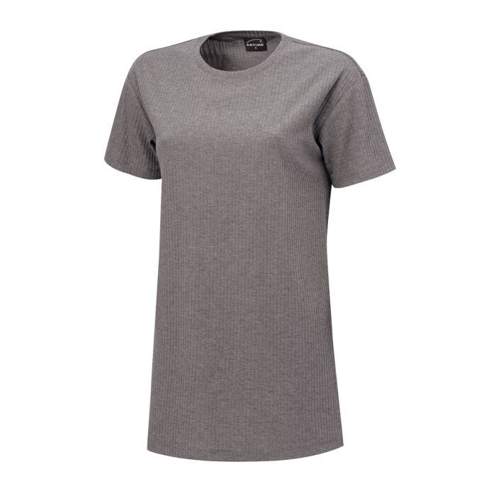 Bequemes T-Shirt mit Rundhalsausschnitt und Rippmuster