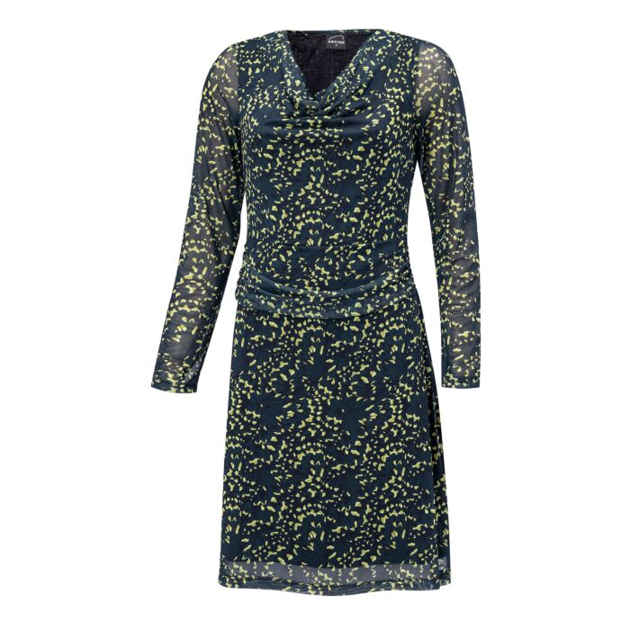 Midi Kleid mit Wasserfallausschnitt und Allover-Print
