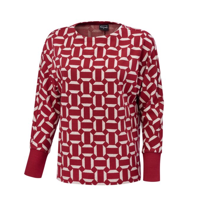 Damen Jaquard Pullover mit geometrischem Muster