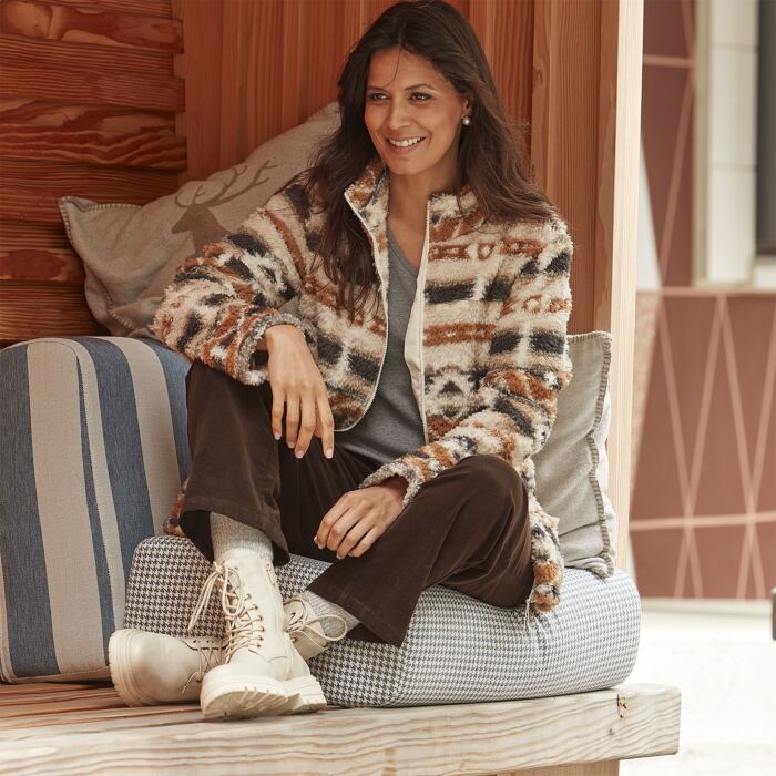 Bedruckte Damen Sherpa Fleece Jacke