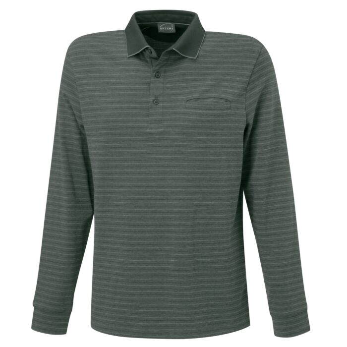Gestreiftes langarm Poloshirt mit Brusttasche