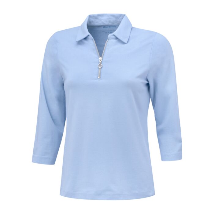 Uni Poloshirt mit Reissverschluss und 3/4 Ärmeln main product photo