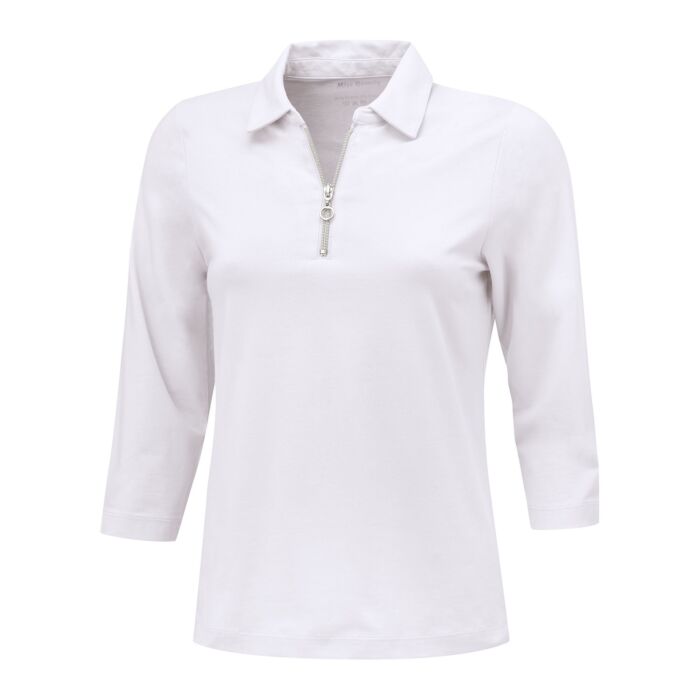 Uni Poloshirt mit Reissverschluss und 3/4 Ärmeln