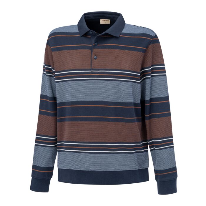Gestreiftes langarm Poloshirt aus Baumwolle